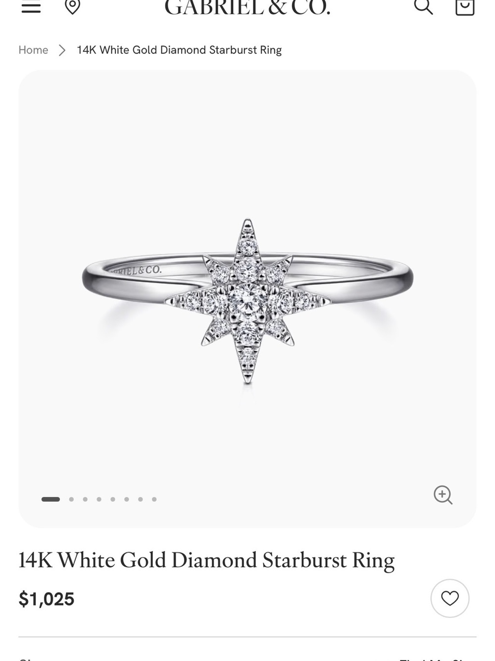 Gabriel & Co. 14K White Gold Diamond Starburst Ring - White